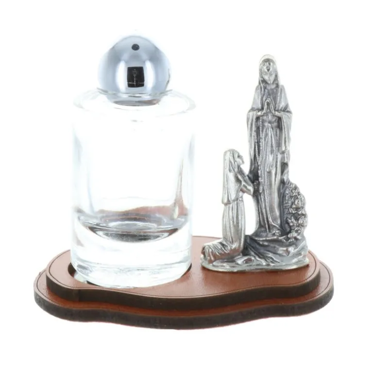 Palais du Rosaire Apparition de Lourdes argentée avec fiole d'eau de Lourdes 20 ml^ Cadre Religieux