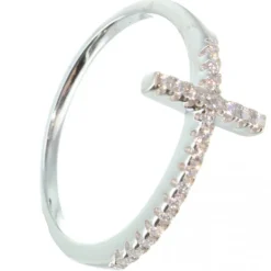Palais du Rosaire Bague en Argent avec une croix en strass^ Bague Argent