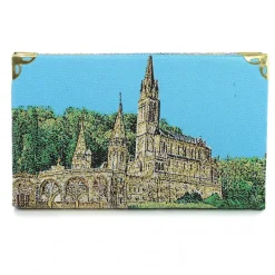 Palais du Rosaire Bloc notes Notre Dame de Lourdes avec couverture en tissu brodé de fil doré^ Marque-Page | Bloc Et Stylo