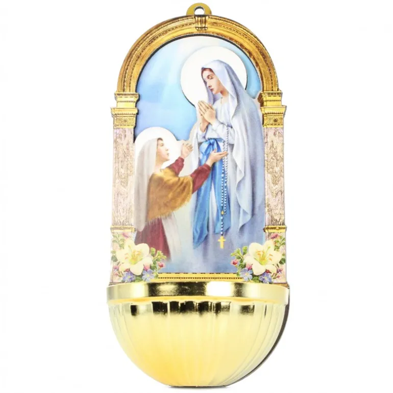 Palais du Rosaire Bénitier de l' Apparition en bois et métal^ Bénitier
