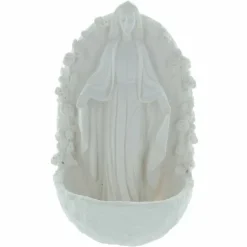 Palais du Rosaire Bénitier de la Vierge Miraculeuse en résine blanche 14cm^ Bénitier