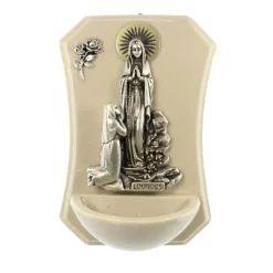 Palais du Rosaire Bénitier de l'Apparition de Lourdes en résine marbrée^ Bénitier
