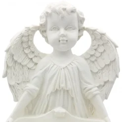Palais du Rosaire Bénitier en Albatre avec un Ange et des Ailes de 14cm^ Bénitier