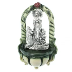 Palais du Rosaire Bénitier en résine verte de l'Apparition de Lourdes^ Bénitier