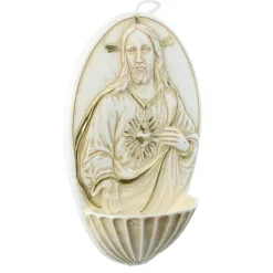 Palais du Rosaire Bénitier ovale du Sacré Coeur en résine 12cm^ Bénitier