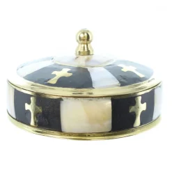 Palais du Rosaire Boîte à chapelet ronde en nacre et laiton^ Boîte À Chapelet