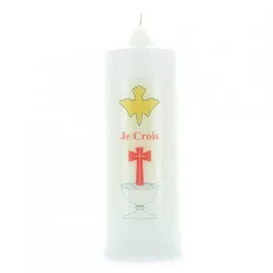 Palais du Rosaire Bougie blanche de Baptême Je crois 6 x 18 cm^ Baptême | Bougie De Dévotion