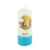 Palais du Rosaire Bougie blanche et bleu de l'Apparition de Lourdes 5x11cm^ Bougie De Dévotion