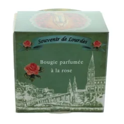 Palais du Rosaire Bougie de Lourdes parfumée à la rose dans un verre 8cm^ Bougie De Dévotion