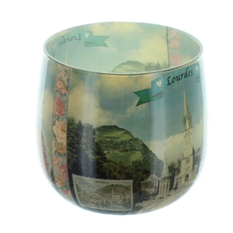 Palais du Rosaire Bougie de Lourdes parfumée à la rose dans un verre 8cm^ Bougie De Dévotion
