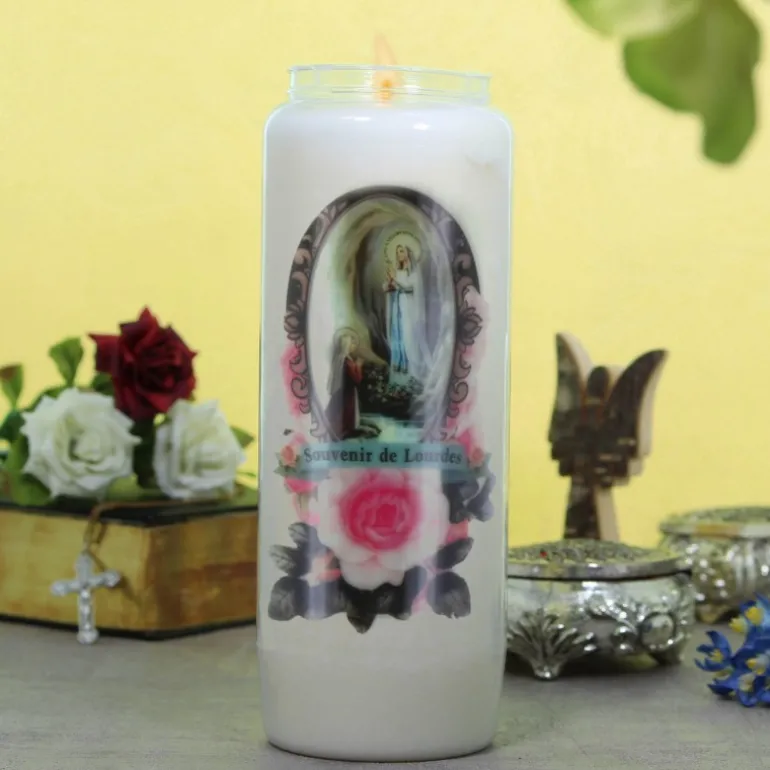 Palais du Rosaire Bougie Neuvaine Apparition de Lourdes 17,5 cm^ Bougie Neuvaine