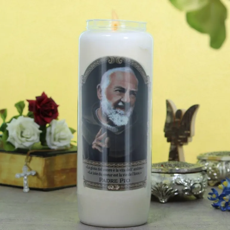 Palais du Rosaire Bougie Neuvaine de Padre Pio 17,5cm^ Bougie Neuvaine