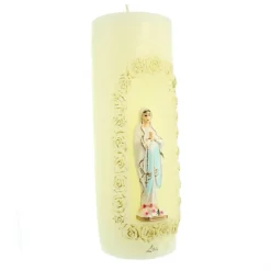 Palais du Rosaire Bougie Notre Dame de Lourdes en relief 7x19cm^ Bougie De Dévotion