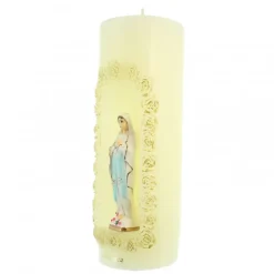 Palais du Rosaire Bougie Notre Dame de Lourdes en relief 7x19cm^ Bougie De Dévotion