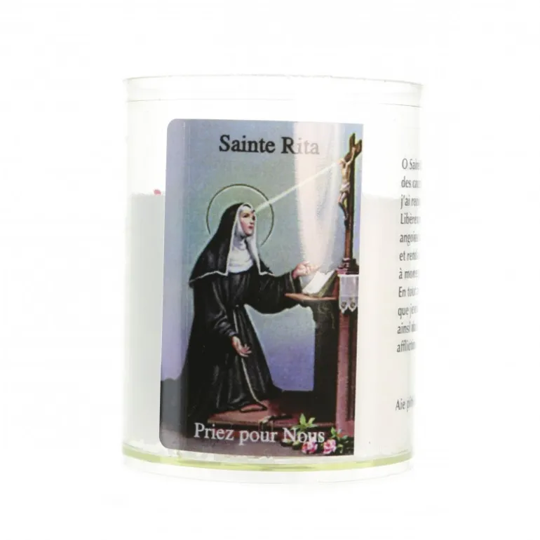 Palais du Rosaire Bougie veilleuse de Sainte Rita avec prière^ Bougie De Dévotion