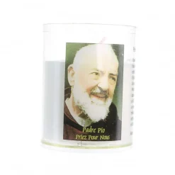 Palais du Rosaire Bougie veilleuse du Padre Pio avec prière^ Bougie De Dévotion