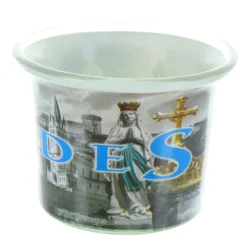 Palais du Rosaire Bougie votive avec un bougeoir décoré Lourdes 4cm^ Bougeoir