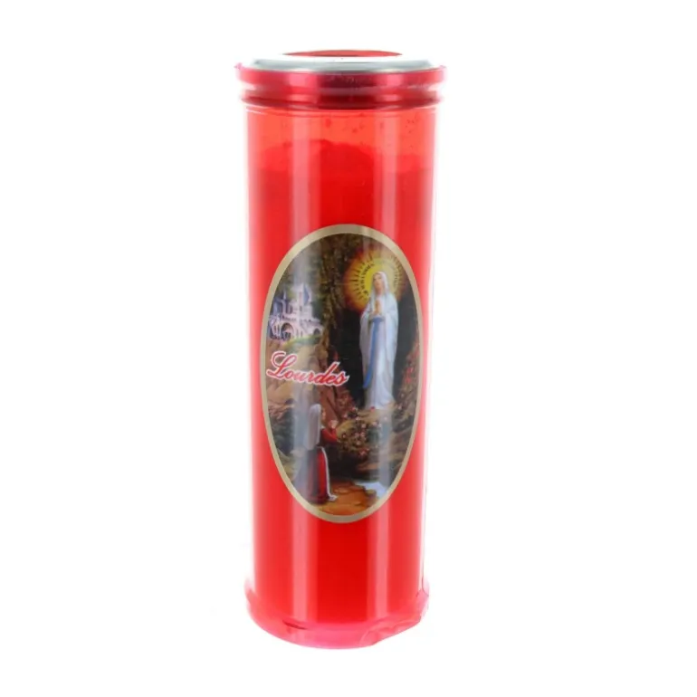 Palais du Rosaire Bougie Votive de Lourdes l'Apparition 19 cm rouge^ Bougie Votive