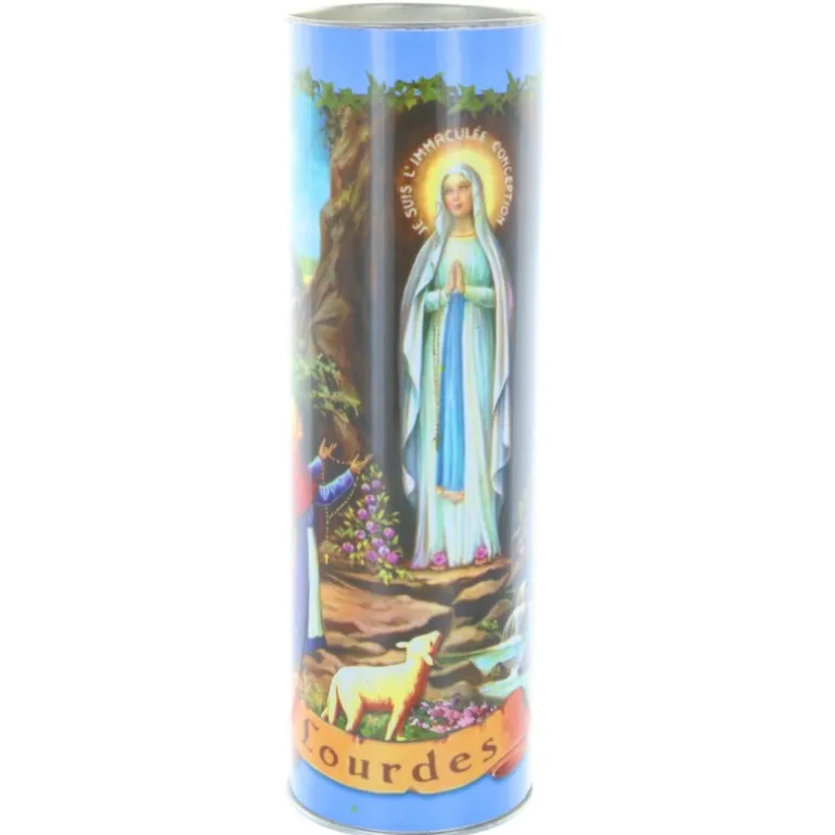 Palais du Rosaire Bougie Votive de Lourdes avec prières multilingues 21 cm^ Bougie Votive