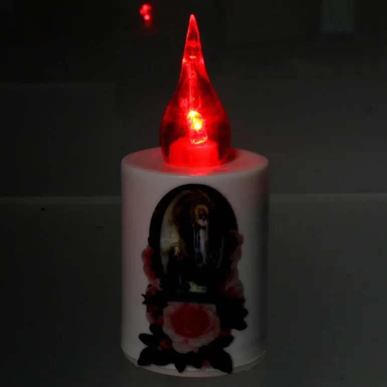 Palais du Rosaire Bougie votive de Notre Dame de Lourdes électrique à piles 11cm^ Bougie Électrique | Bougie Votive