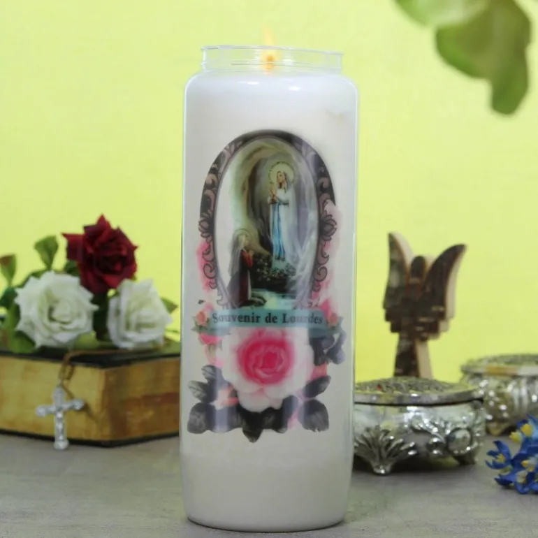Palais du Rosaire 10 Bougies de Neuvaine Apparition de Lourdes 17,5 cm^ Bougie Neuvaine