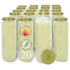 Palais du Rosaire 20 bougies de neuvaine blanches en cire végétale sans odeur^ Bougie Neuvaine