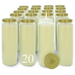Palais du Rosaire 20 bougies de neuvaine blanches en cire végétale sans odeur^ Bougie Neuvaine