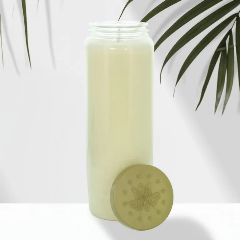 Palais du Rosaire 12 Bougies de neuvaine blanches en cire végétale sans odeur^ Bougie Neuvaine