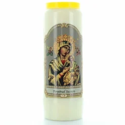 Palais du Rosaire 3 Bougies de Neuvaine de Notre Dame du Perpétuel Secours 17,5cm^ Bougie Neuvaine