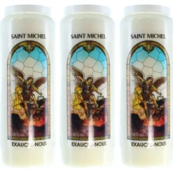 Palais du Rosaire 3 Bougies de Neuvaine de Saint Michel avec prières^ Bougie Neuvaine