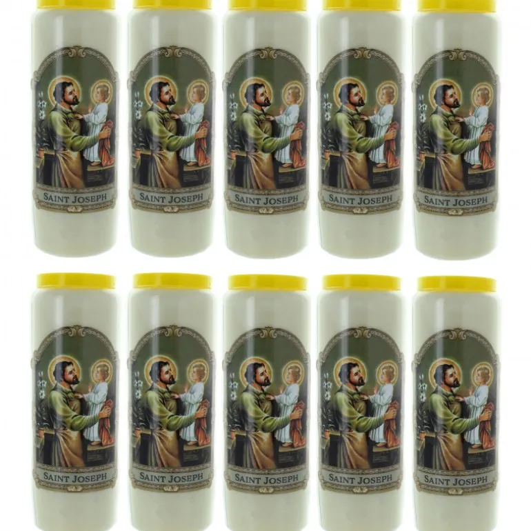 Palais du Rosaire 10 Bougies de neuvaine de Saint Joseph 17,5cm^ Bougie Neuvaine