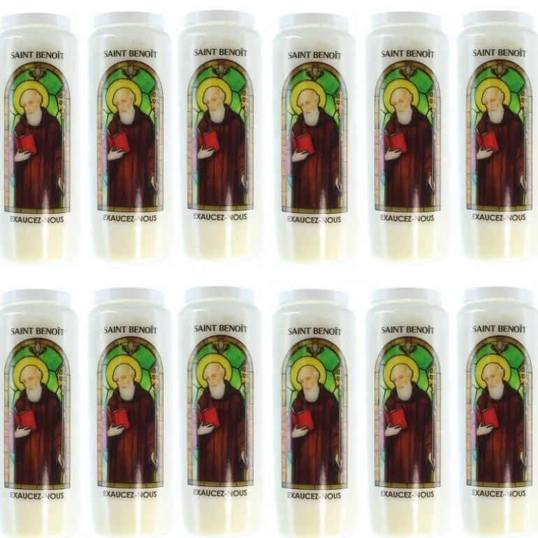Palais du Rosaire 12 Bougies de Neuvaine de Saint Benoît avec prières^ Bougie Neuvaine