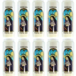 Palais du Rosaire 10 Bougies de Neuvaine de Sainte Rita avec prières^ Bougie Neuvaine