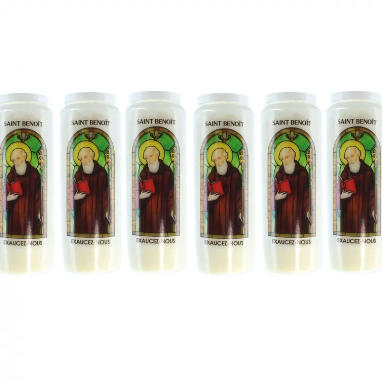 Palais du Rosaire 6 Bougies de Neuvaine de Saint Benoît avec prières^ Bougie Neuvaine
