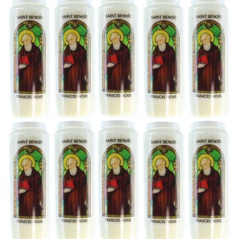 Palais du Rosaire 10 Bougies de Neuvaine de Saint Benoît avec prières^ Bougie Neuvaine