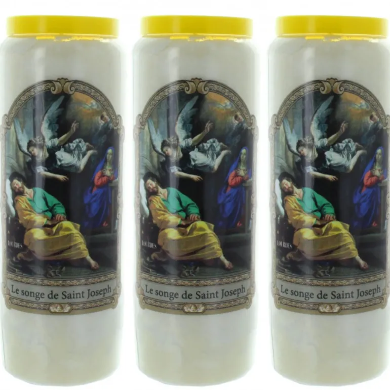 Palais du Rosaire 3 Bougies de neuvaine le Songe de Saint Joseph 17,5cm^ Bougie Neuvaine