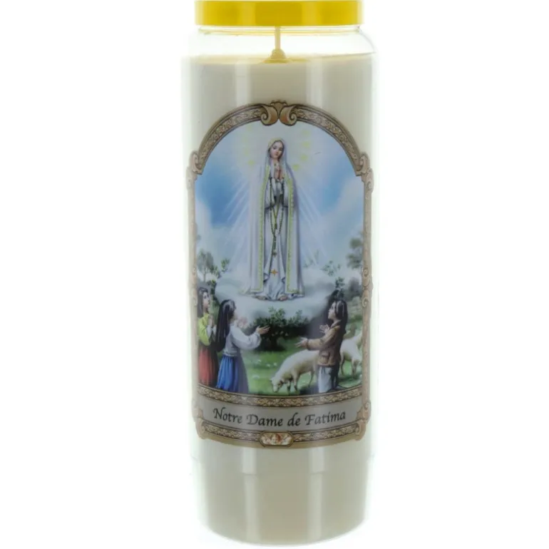 Palais du Rosaire 3 Bougies de Neuvaine Notre Dame de Fatima 17,5cm^ Bougie Neuvaine