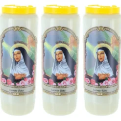 Palais du Rosaire 3 Bougies de Neuvaine Sainte Rita 17,5 cm^ Bougie Neuvaine