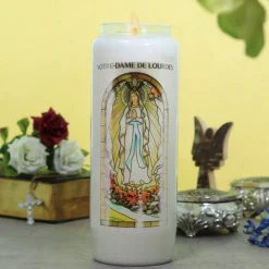 Palais du Rosaire 3 Bougies Neuvaine de Notre Dame de Lourdes avec prières au dos^ Bougie Neuvaine