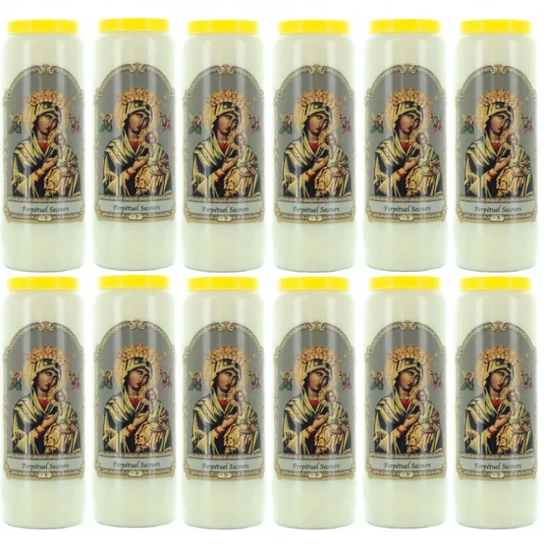 Palais du Rosaire 12 Bougies Neuvaine de Notre Dame du Perpétuel Secours 17,5cm^ Bougie Neuvaine