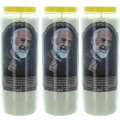 Palais du Rosaire 3 Bougies Neuvaine de Padre Pio 17,5cm^ Bougie Neuvaine