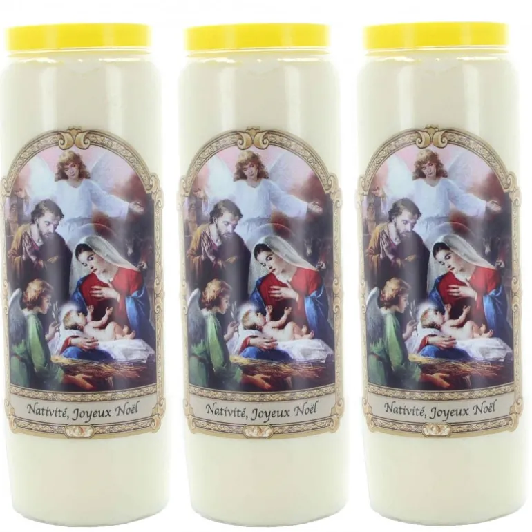 Palais du Rosaire 3 Bougies neuvaine Nativité, Joyeux Noël^ Bougie Neuvaine