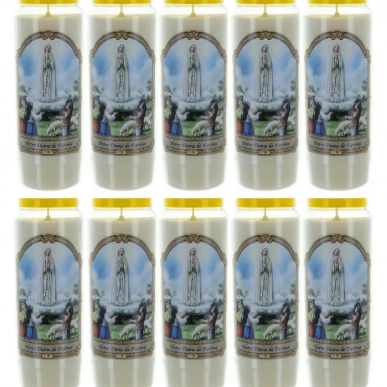 Palais du Rosaire 10 Bougies Neuvaine Notre Dame de Fatima 17,5cm^ Bougie Neuvaine
