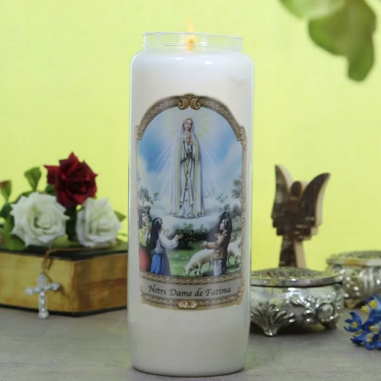 Palais du Rosaire 10 Bougies Neuvaine Notre Dame de Fatima 17,5cm^ Bougie Neuvaine