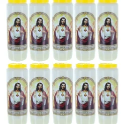 Palais du Rosaire 10 Bougies Neuvaine Sacré Coeur de Jésus 17,5 cm^ Bougie Neuvaine