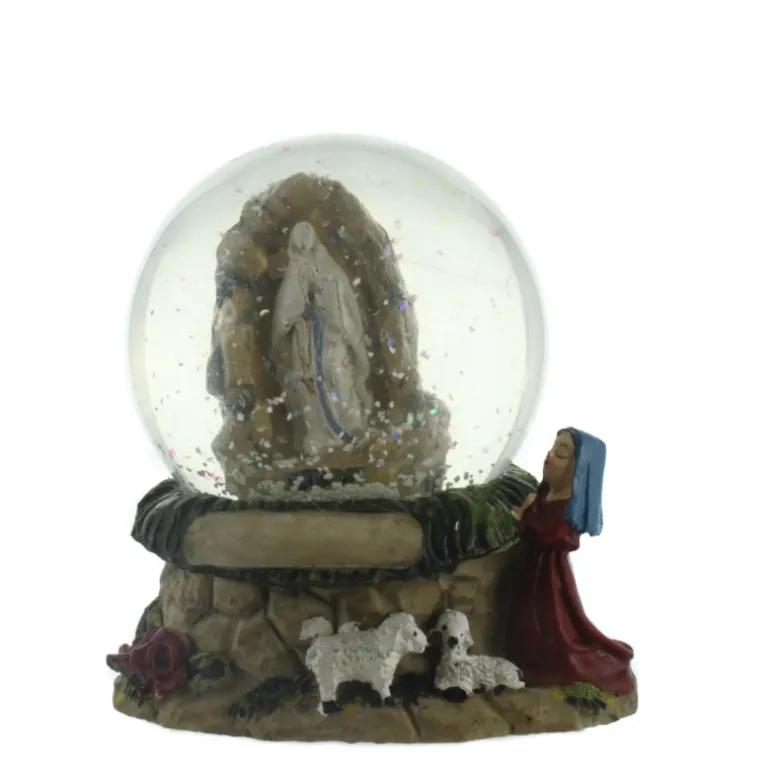 Palais du Rosaire Boule à neige de Notre Dame de Lourdes avec Bernadette de 9,5cm^ Boule À Neige