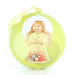 Palais du Rosaire Boule de Noël avec statue ange et crèche de 5cm^ Crèche