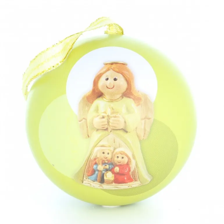 Palais du Rosaire Boule de Noël avec statue ange et crèche de 5cm^ Crèche