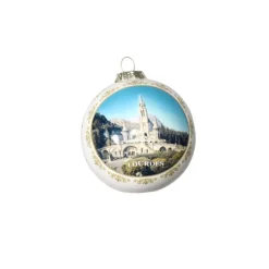 Palais du Rosaire Boule de Noël de Lourdes et la Basilique en céramique^ Décoration De Noël