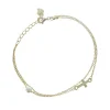 Palais du Rosaire Bracelet chaine double avec croix et perle de nacre en argent doré^ Bracelet Argent